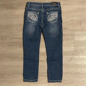 ZCO JEANS Girls Size 5 Beaded Embroidered Adjustable Waist Blue Jeans / Stretch